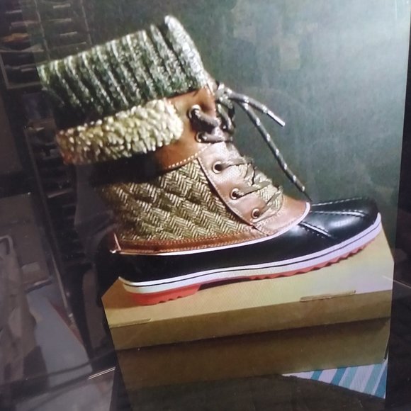 dream pair monte brown plaid mid calf snow boots 8 - Picture 5 of 8